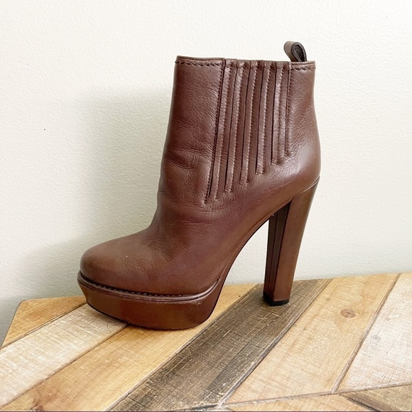 Prada Brown Leather Chunky Ankle Boots - Picture 7 of 15